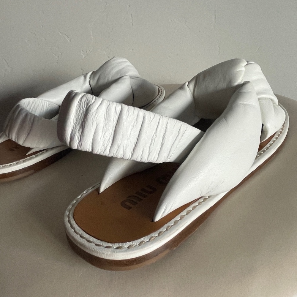 Miu Miu Padded Mordoré Nappa Leather Sandals - Picture 7 of 14